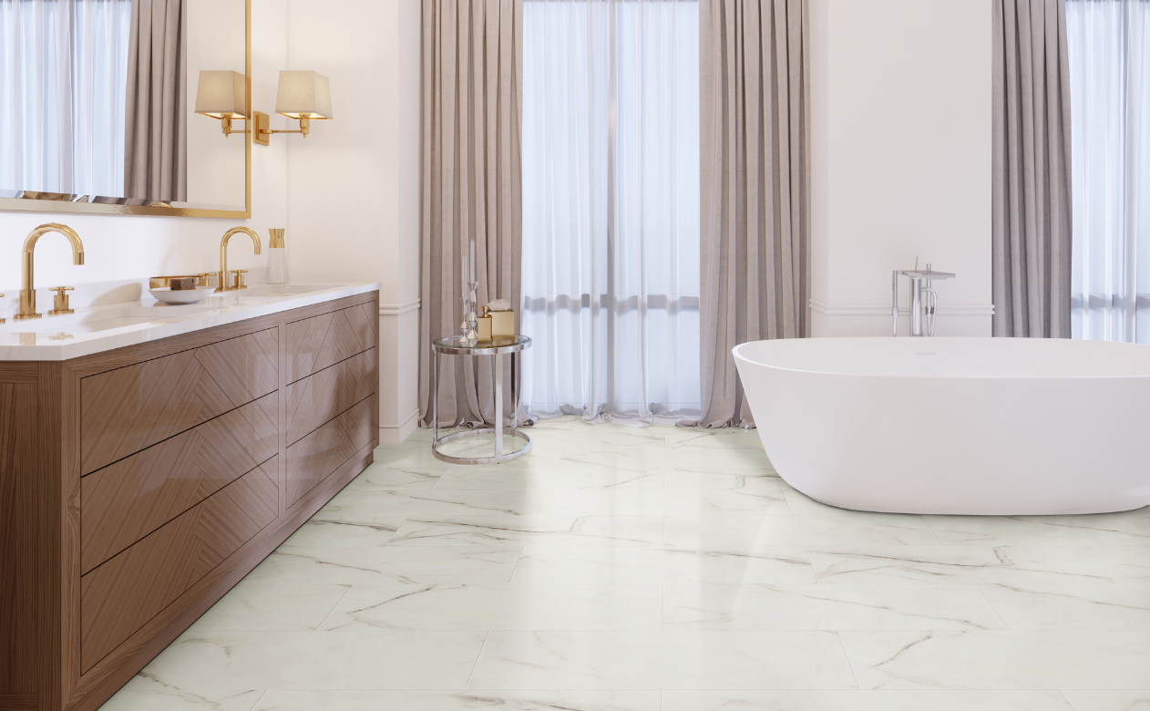Vinyl flooring in bathroom